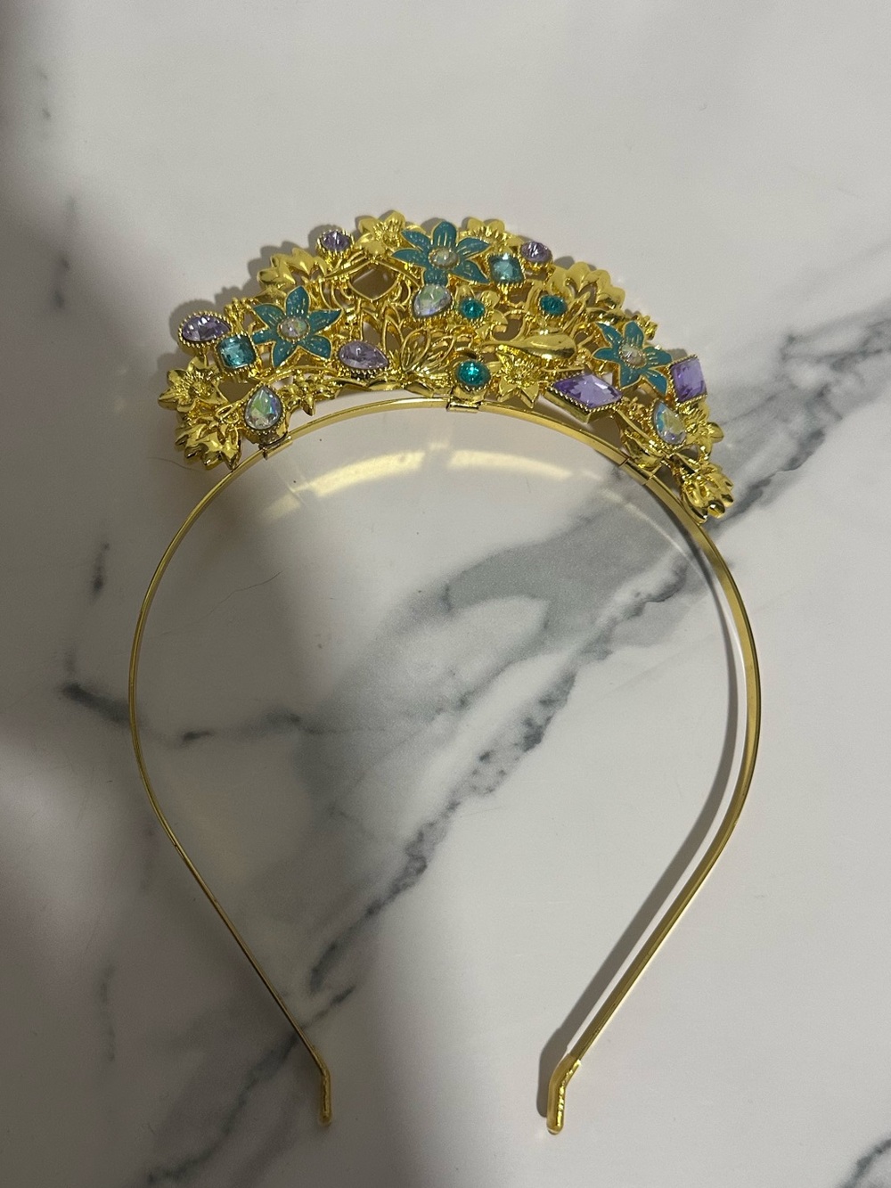 Princess Jasmine Gold-Tone Floral Jeweled Headband with Turquoise Accents